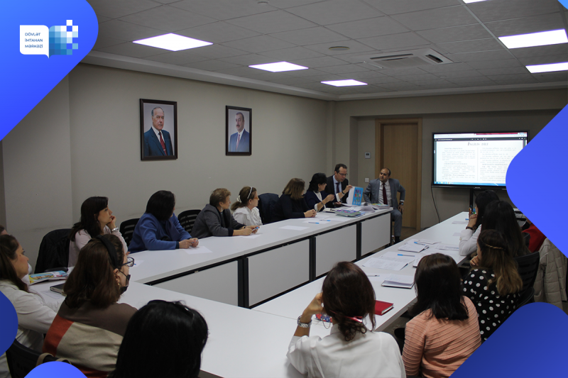 20 noyabr 2023-cü il tarixində Dövlət İmtahan Mərkəzində ingilis dili Azərbaycan dili, Azərbaycan dili (dövlət dili) və informatika fənləri üzrə işçi qruplarının iclasları keçirilib