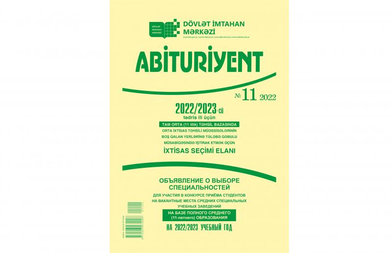Dövlət İmtahan Mərkəzi “Abituriyent” jurnalının 11-ci nömrəsini nəşr edib