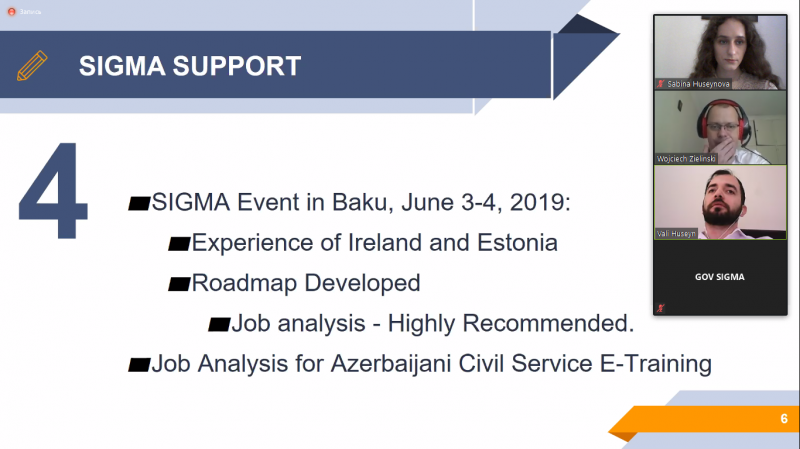 The SEC has initiated a collaboration with the OECD and the EU in the framework of SIGMA Programme for the launch of online training on the theme of “Job Analysis and Competency Definitions in the Civil Service of Azerbaijan”
