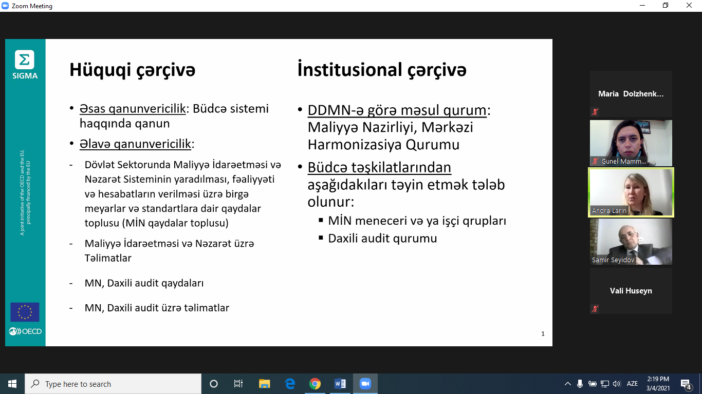 “Dövlət qurumlarında daxili nəzarət mexanizmlərinin təkmilləşdirilməsi” adlı pilot layihənin icrası davam etdirilir