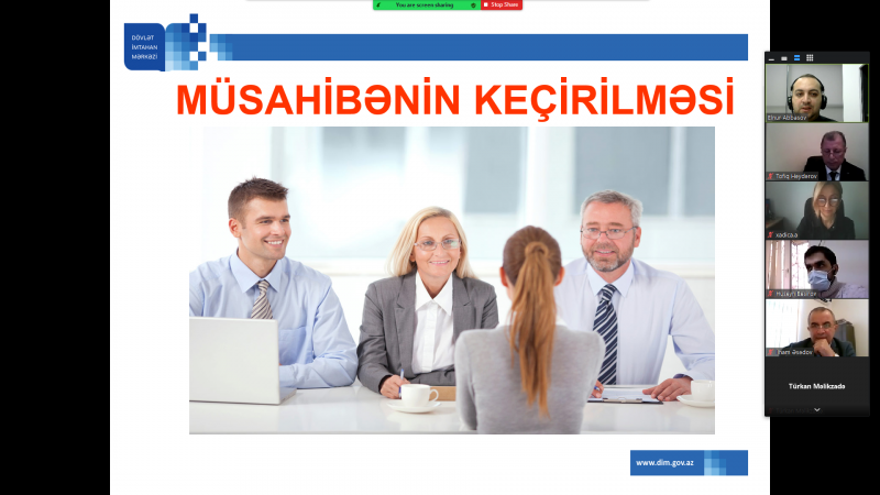 “Dövlət qulluğu vəzifələrinin tutulması məqsədilə müsahibənin keçirilmə qaydaları” mövzusunda onlayn təlim təşkil edilib