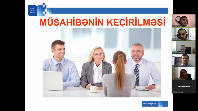 “Dövlət qulluğu vəzifələrinin tutulması məqsədilə müsahibənin keçirilmə qaydaları” mövzusunda onlayn təlim təşkil edilib