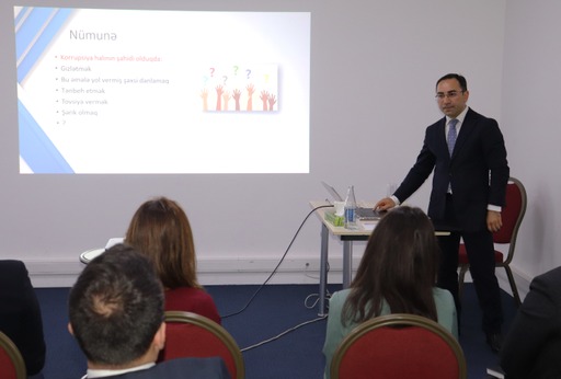 DİM tərəfindən “Korrupsiyaya qarşı mübarizə və Dövlət qulluğunda etik qaydaların praktiki tətbiqi məsələləri”  mövzusunda təlim təşkil olunub