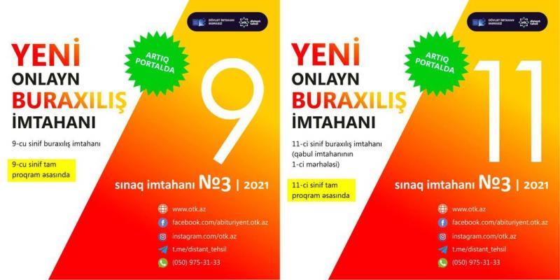 Dövlət İmtahan Mərkəzi otk.az portalına şagird və abituriyentlər üçün yeni sınaq imtahanları yerləşdirib
