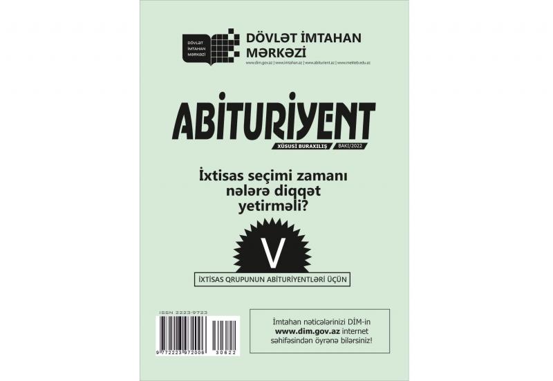 V ixtisas qrupu abituriyentləri üçün "İxtisas seçimi zamanı nələrə diqqət yetirməli?" adlı kitabça təqdim olunub