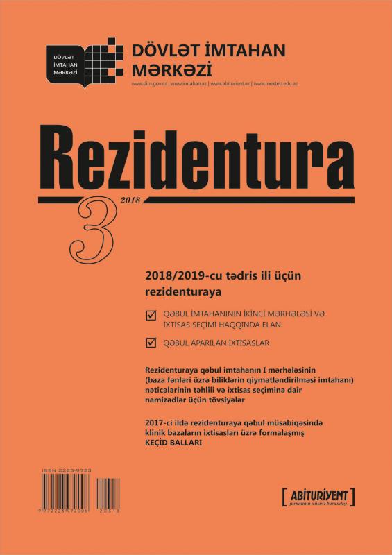 Dövlət İmtahan Mərkəzi “Rezidentura” xüsusi buraxılışının 3-cü nömrəsini nəşr etmişdir